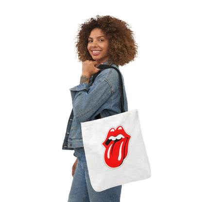 Rock & Roll Tongue Canvas Tote Bag — Retro Lip Graphic