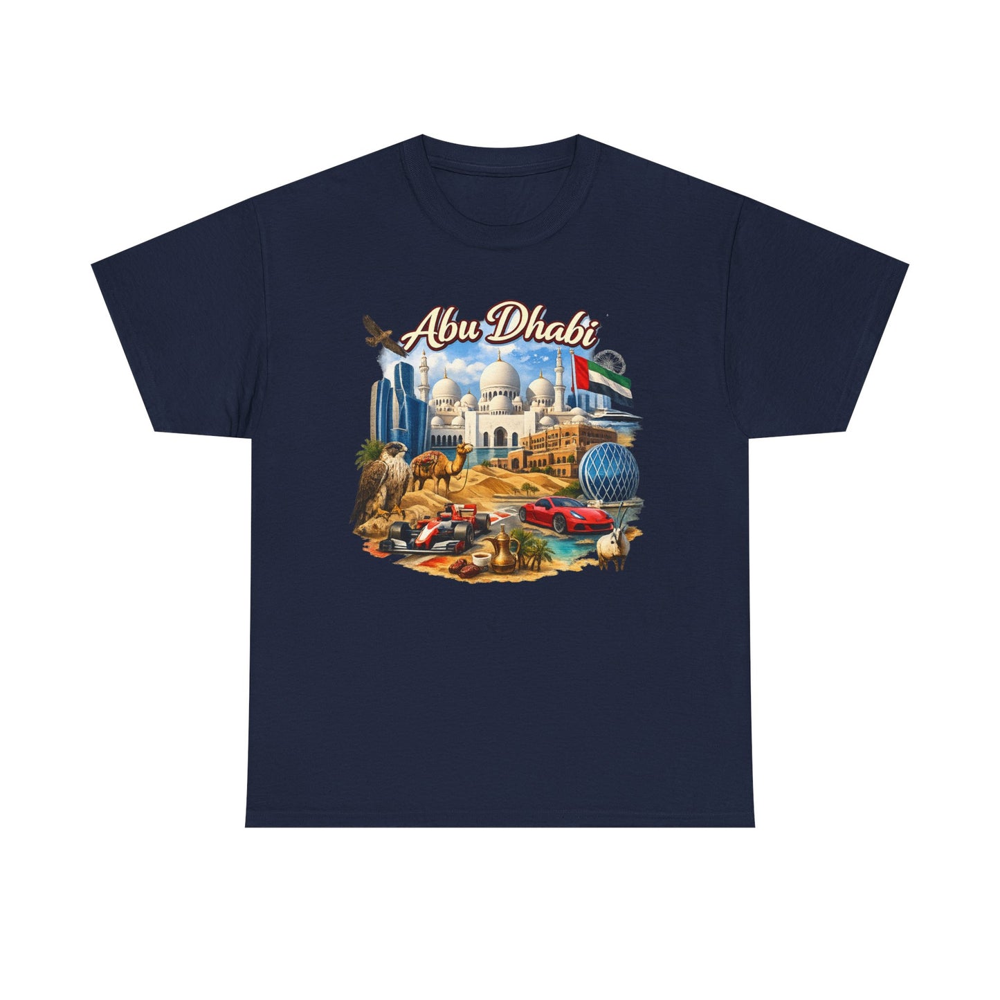 Abu Dhabi Landmark Collage T-Shirt — UAE Travel Souvenir Tee