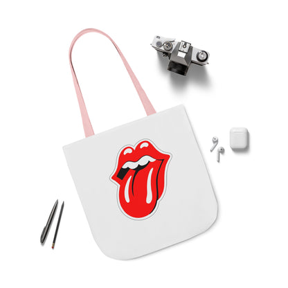 Rock & Roll Tongue Canvas Tote Bag — Retro Lip Graphic