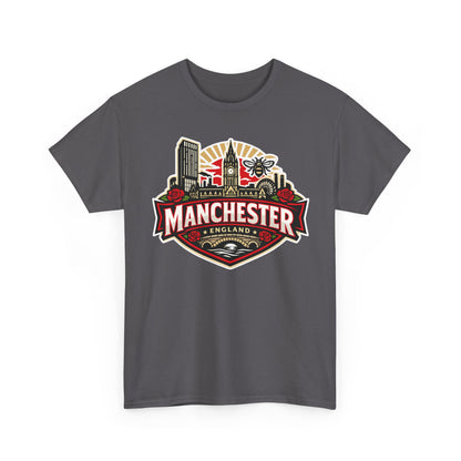 Manchester England Skyline T-Shirt — Vintage City Crest Tee