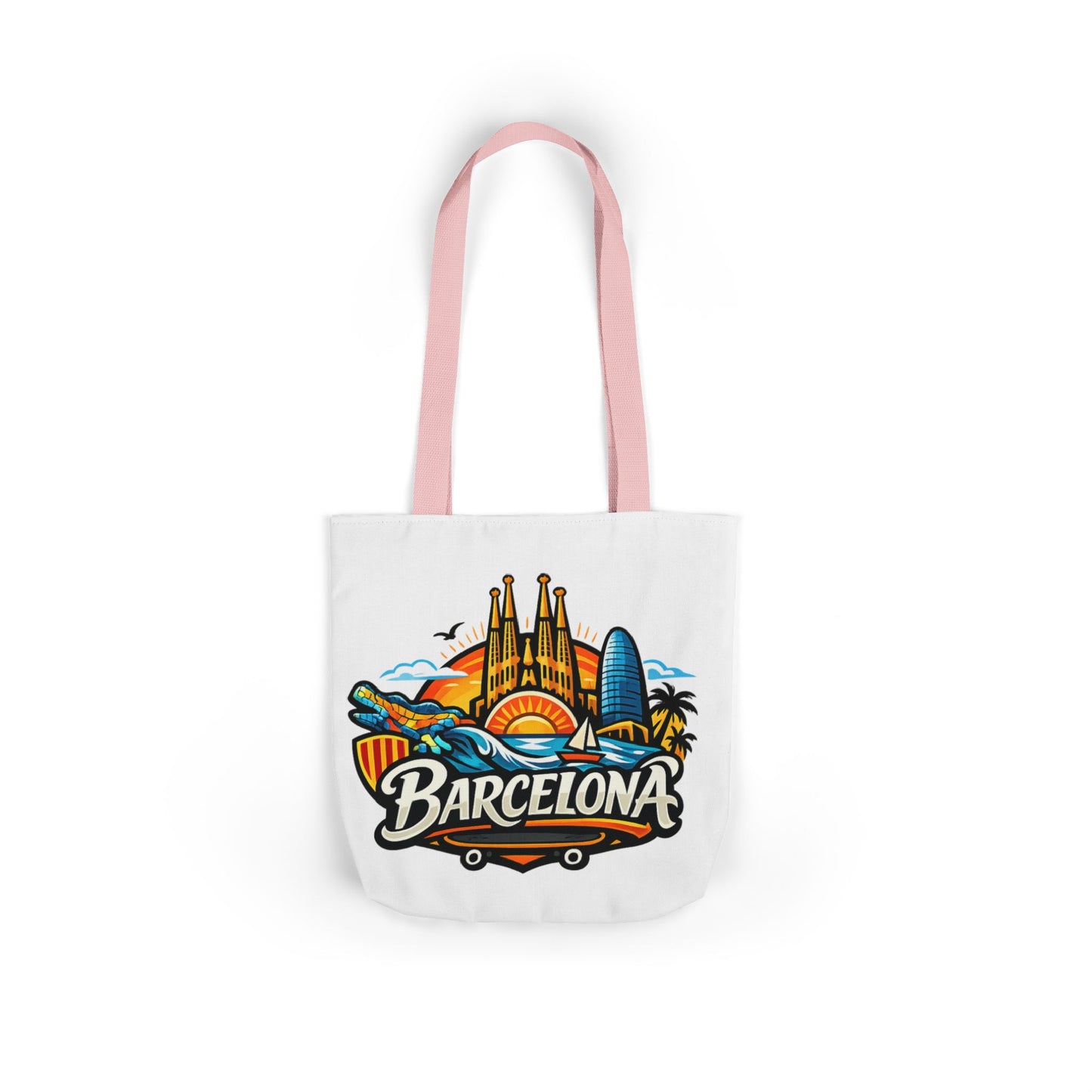 Barcelona Skyline Canvas Tote Bag — Colorful Travel Souvenir Tote
