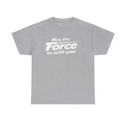 "May the Force Be With You" Retro Embossed Graphic T‑Shirt —