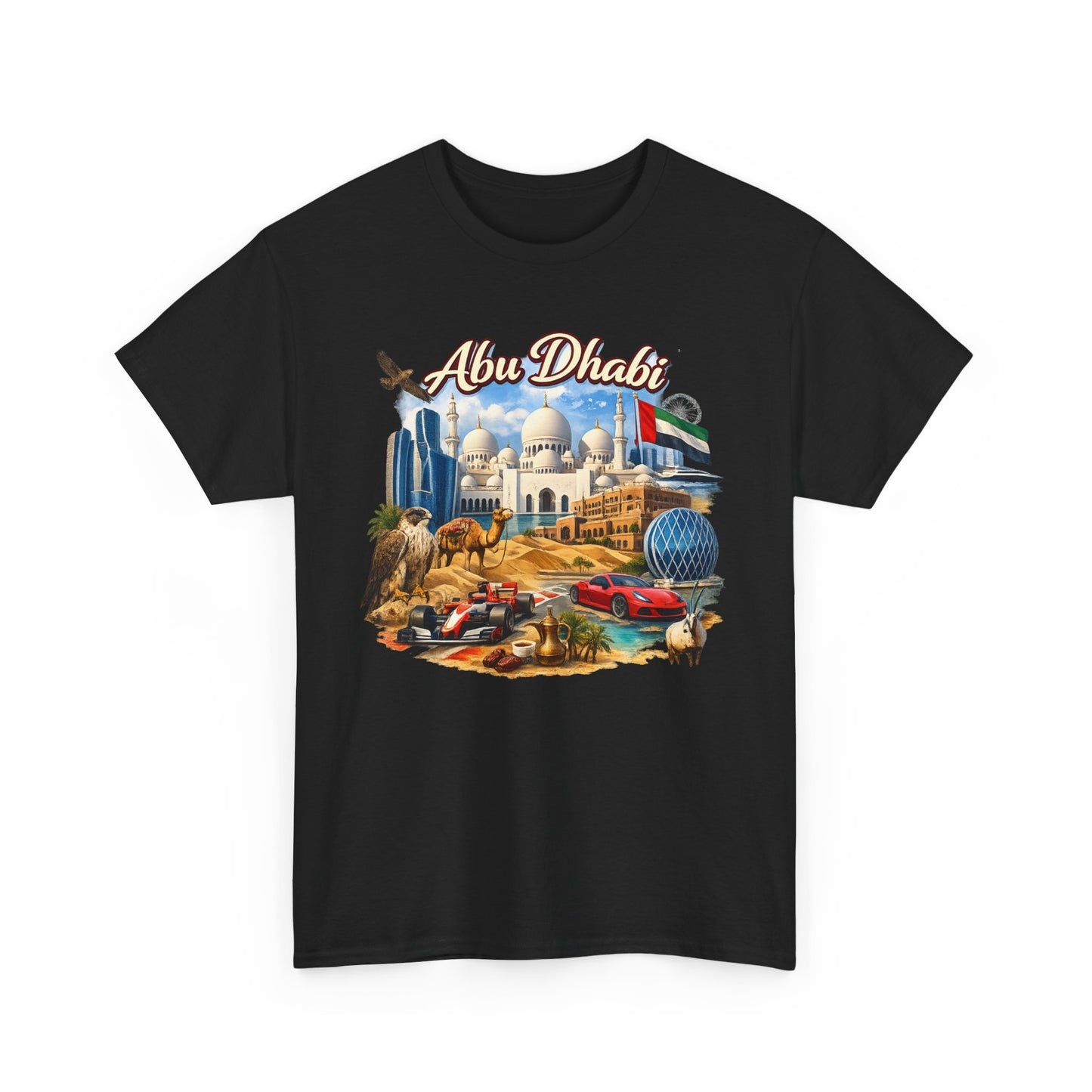 Abu Dhabi Landmark Collage T-Shirt — UAE Travel Souvenir Tee