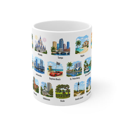 Florida Cities Scenic Ceramic Coffee Mug – 11oz & 15oz Travel Souvenir Cup