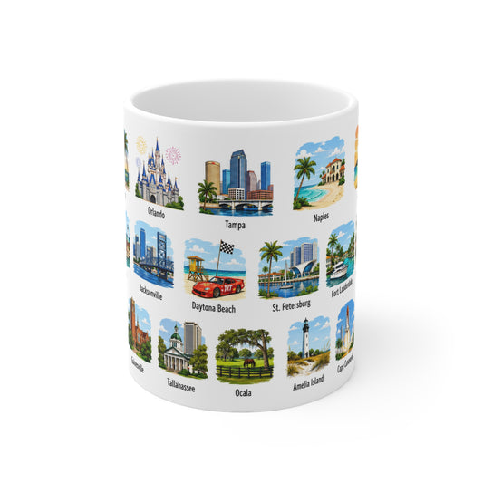 Florida Cities Scenic Ceramic Coffee Mug – 11oz & 15oz Travel Souvenir Cup
