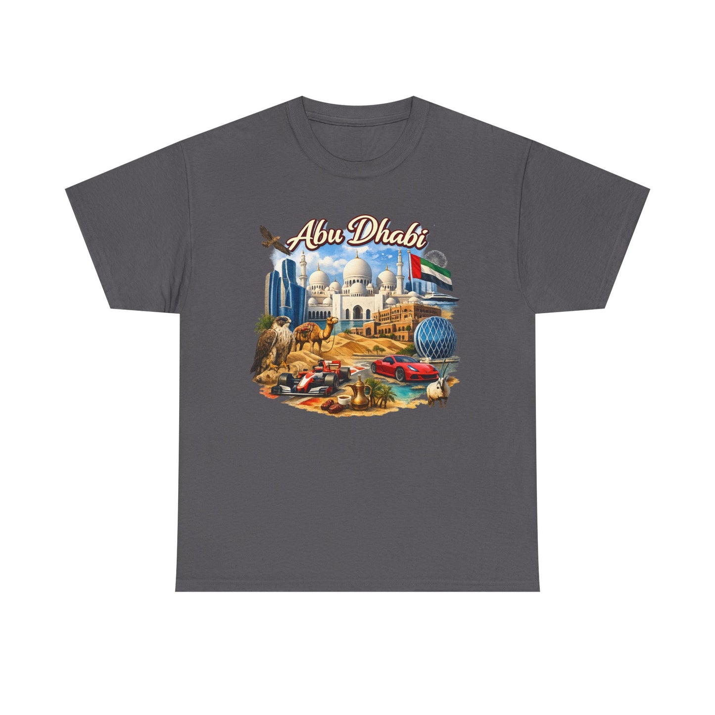 Abu Dhabi Landmark Collage T-Shirt — UAE Travel Souvenir Tee