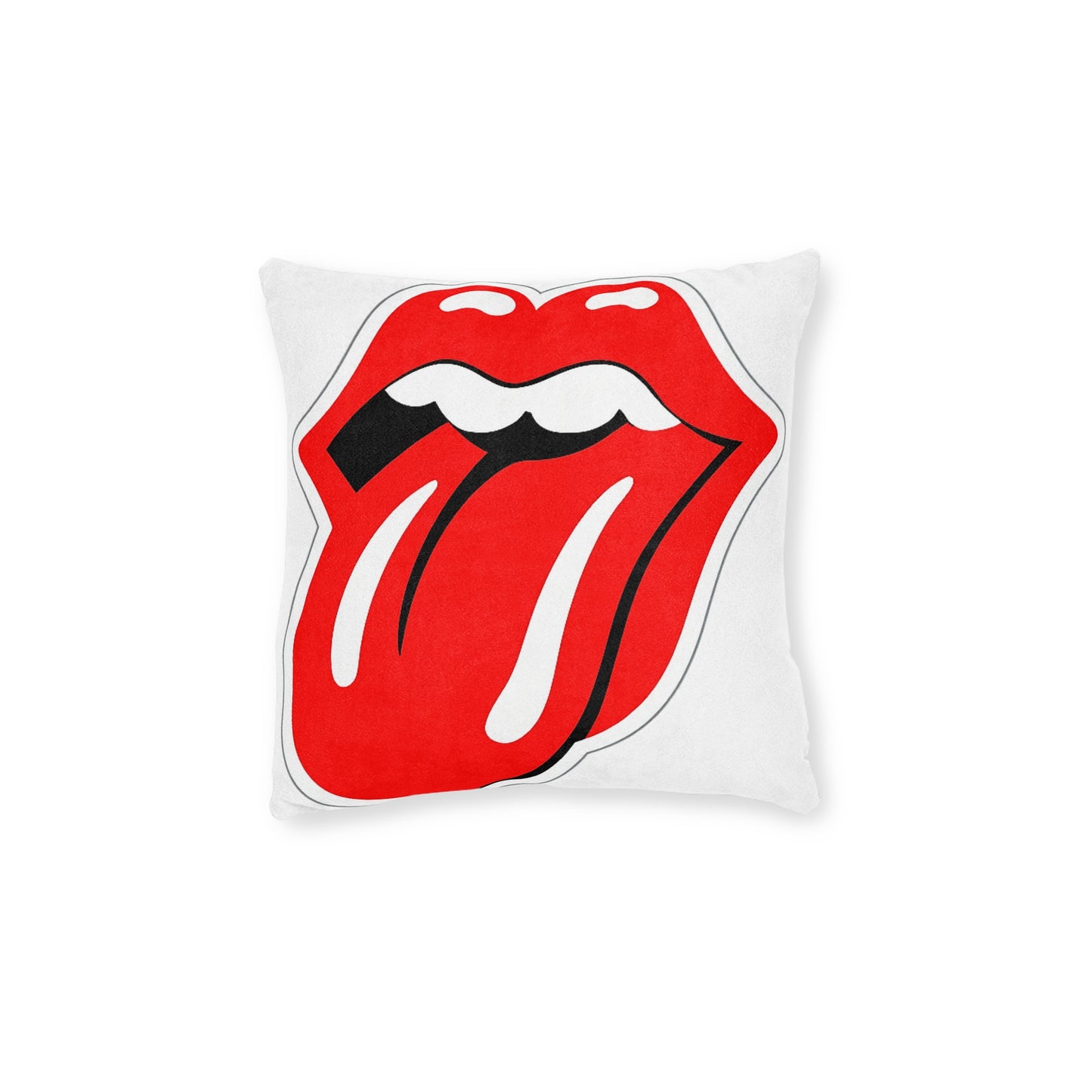 Rock Band Tongue Square Pillow – Retro Music Logo Throw Cushion
