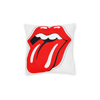 Rock Band Tongue Square Pillow – Retro Music Logo Throw Cushion