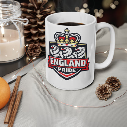 England Pride Ceramic Mug — Crowned Lion 11oz & 15oz Coffee Cup