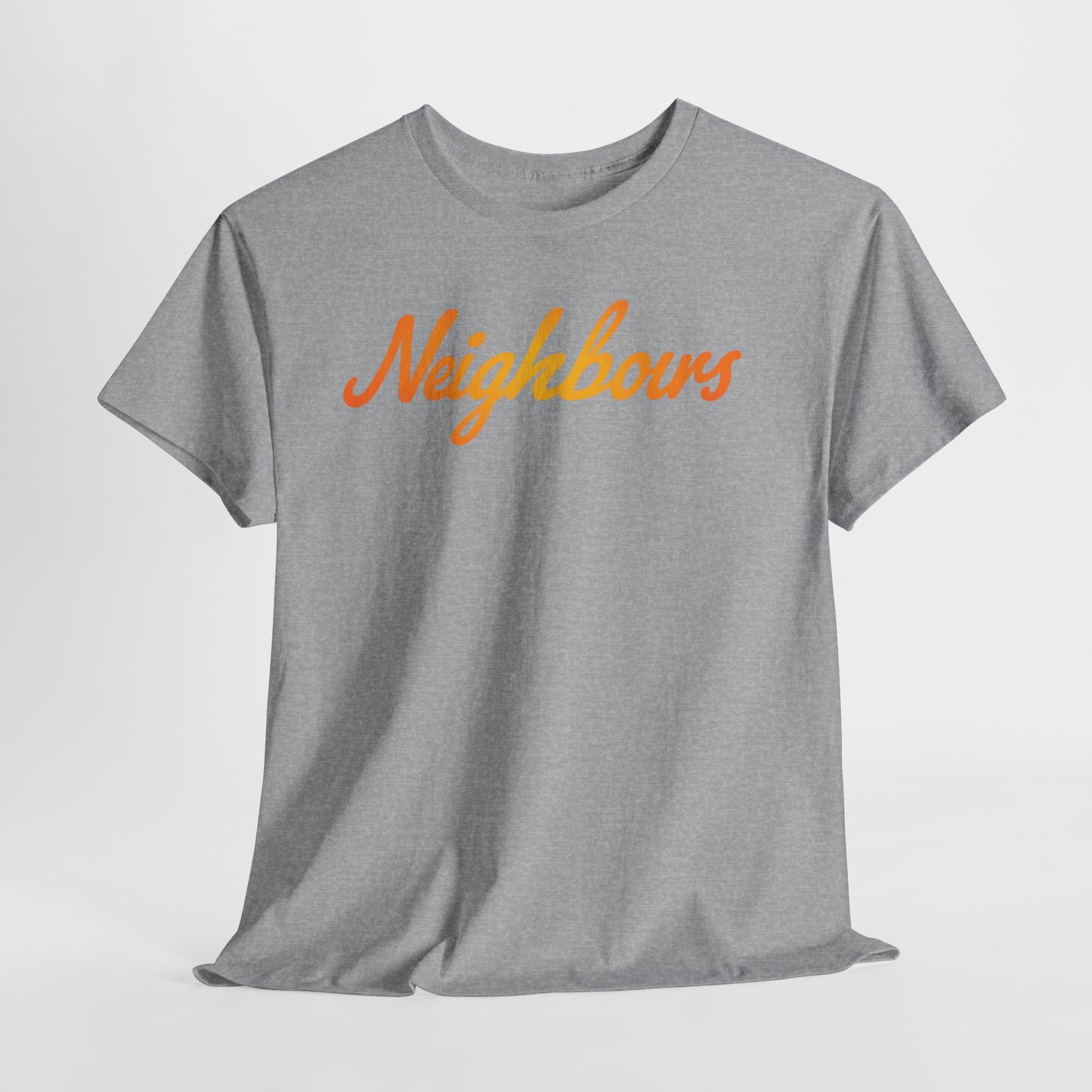 Neighbours Script T‑Shirt — Retro Orange Neighborhood Tee