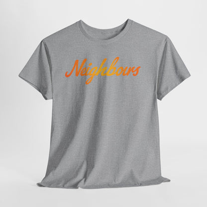 Neighbours Script T‑Shirt — Retro Orange Neighborhood Tee