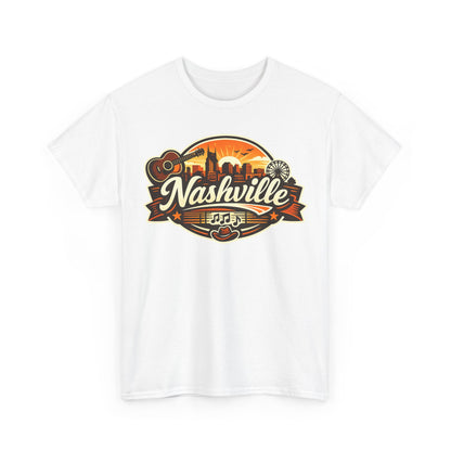 Nashville Skyline Guitar Tee – Retro Music City Souvenir Shirt