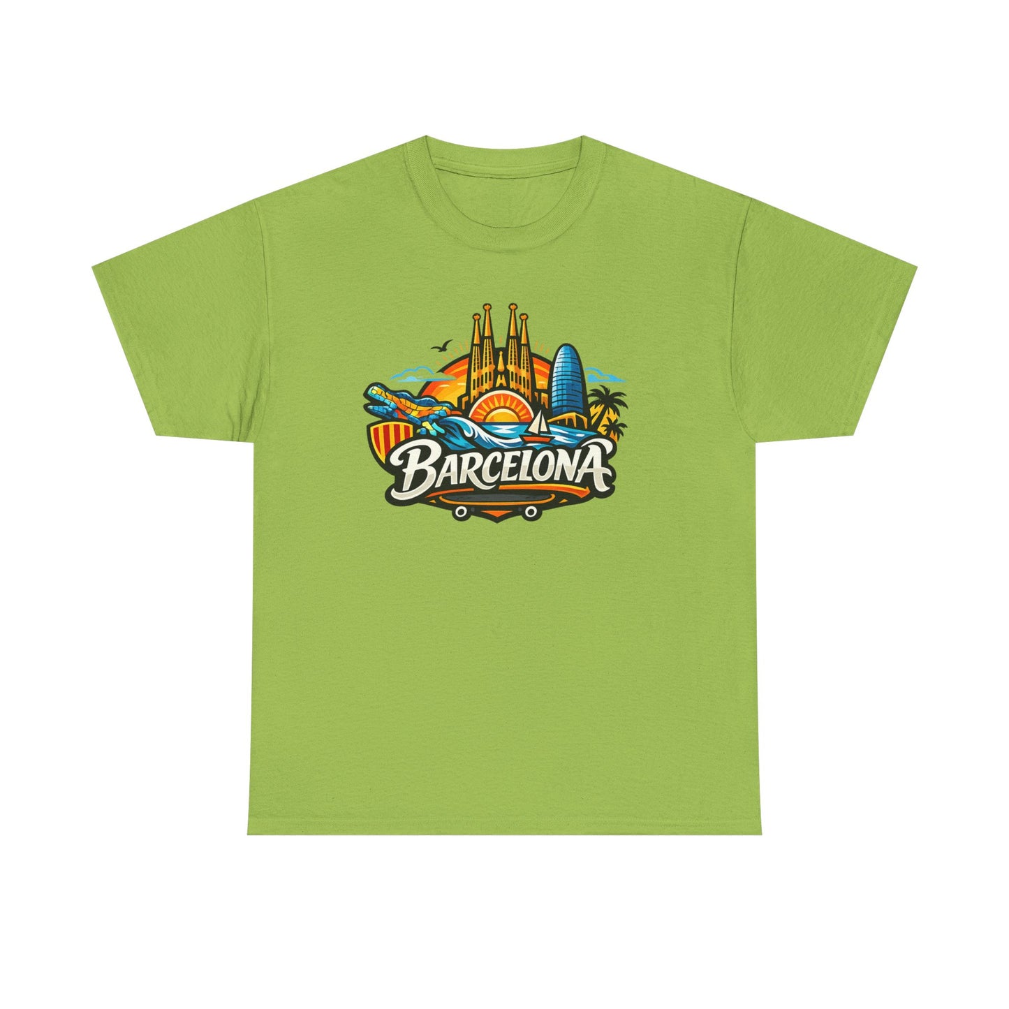 Barcelona Skyline Graphic Tee — Colorful Travel Souvenir T-Shirt
