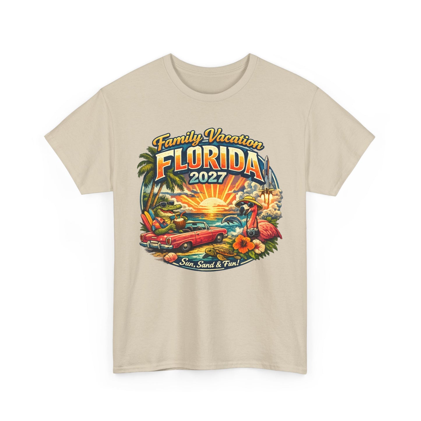 Florida Family Vacation 2027 T-Shirt — Retro Sunset Beach Design
