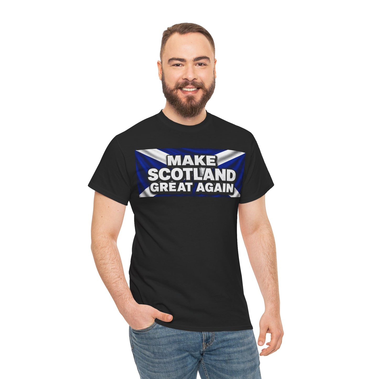 Make Scotland Great Again T‑Shirt — Scottish Flag Slogan Tee