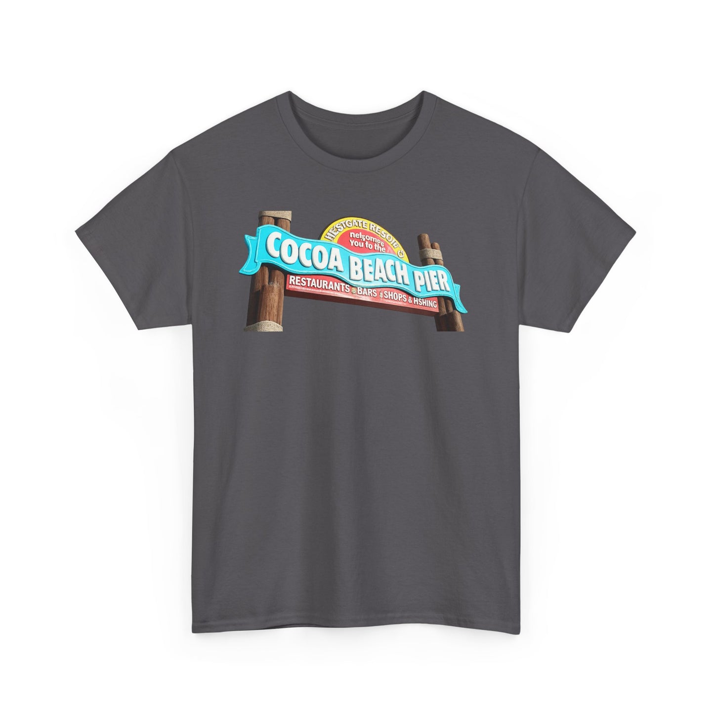 Cocoa Beach Pier T‑Shirt — Retro Beach Sign Vacation Tee