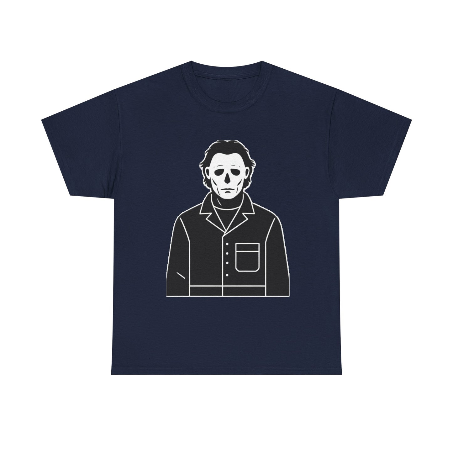 Michael Myers Outline Horror T-Shirt — Minimal Halloween Mask Tee