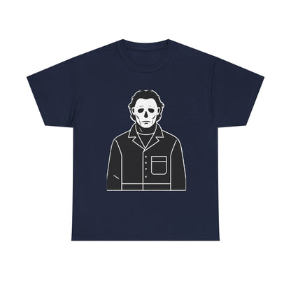Michael Myers Outline Horror T-Shirt — Minimal Halloween Mask Tee