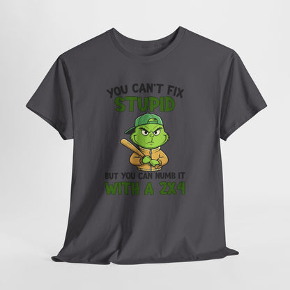 Funny Carpenter T‑Shirt — "You Can't Fix Stupid But You Can Numb It With a 2x4"