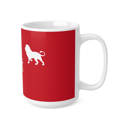 3 Lions Silhouette Ceramic Mug — Red Safari Coffee Cup (11oz & 15oz)