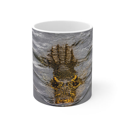 Alligator Reflection Ceramic Mug - Wildlife Photography Coffee Cup (11oz, 15oz)