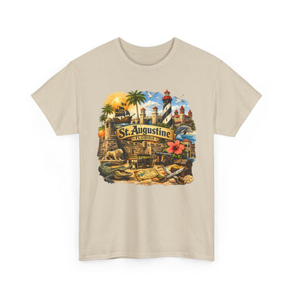 St. Augustine Florida Vintage Travel Tee — Retro Beach & Lighthouse Souvenir T-Shirt
