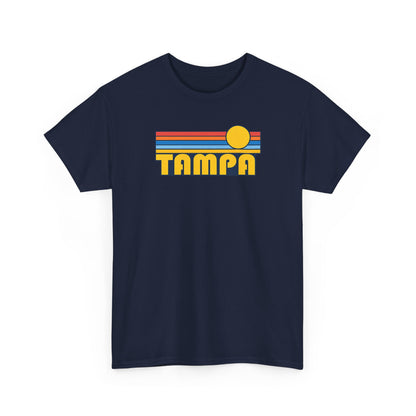 Tampa Retro Sunset T-Shirt — Vintage 70s Striped Beach Tee