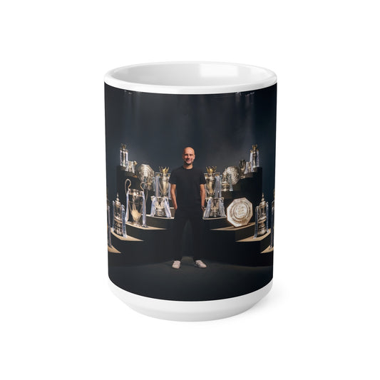 Pep Guardiola Manchester City Ceramic Mug — Champion Trophies Photo Coffee Cup (11oz & 15oz)