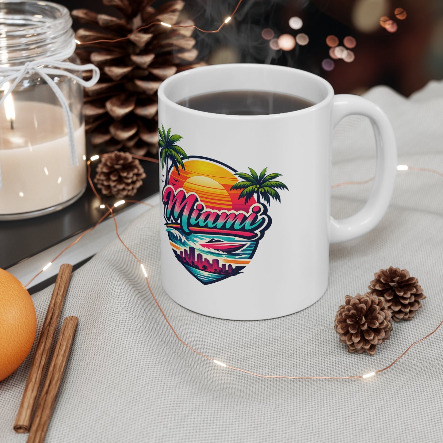 Miami Ceramic Coffee Cups, 11oz, 15oz
