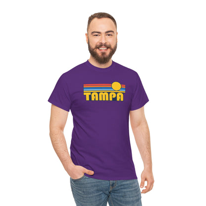 Tampa Retro Sunset T-Shirt — Vintage 70s Striped Beach Tee
