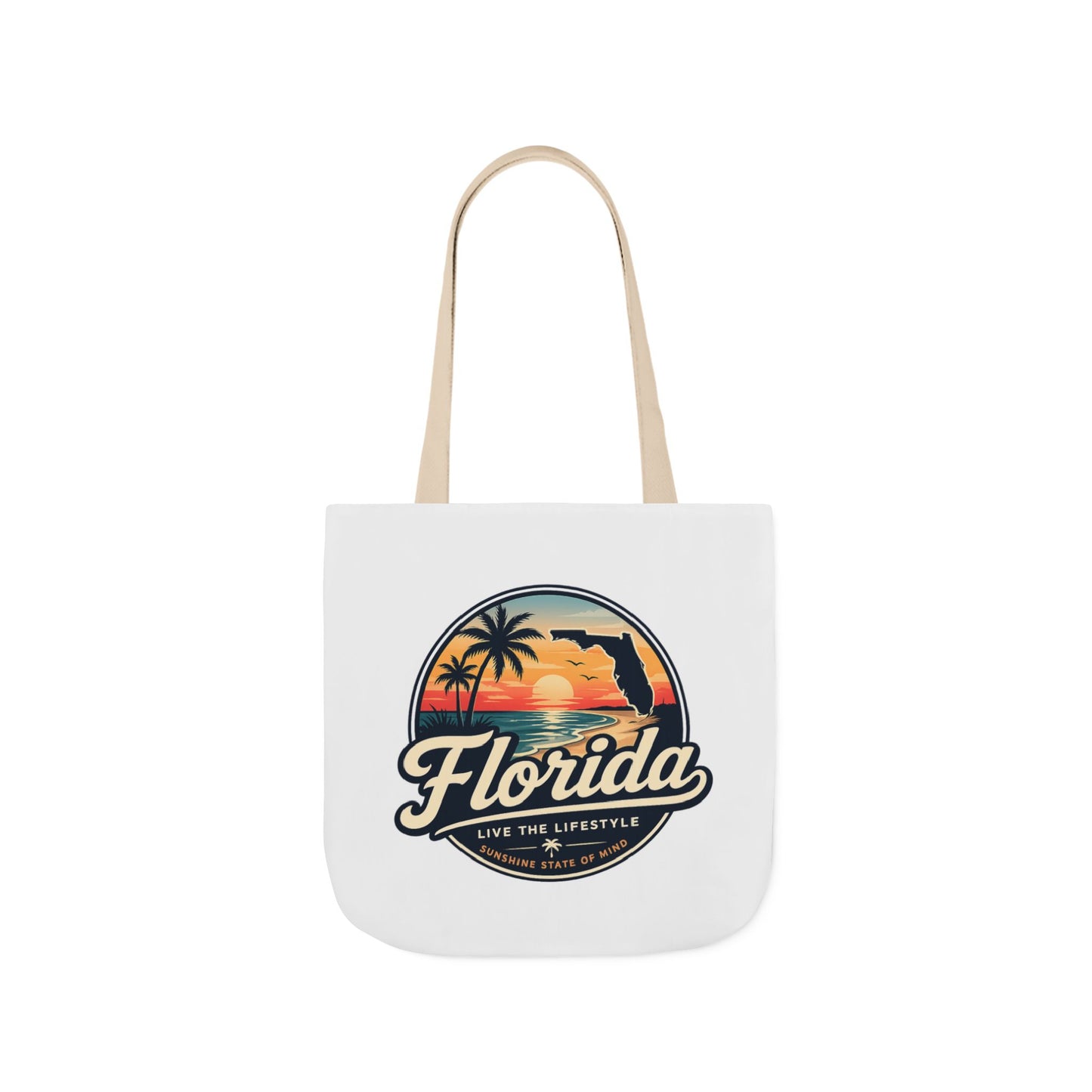 Florida Sunset Canvas Tote Bag — Retro Palm Beach Design