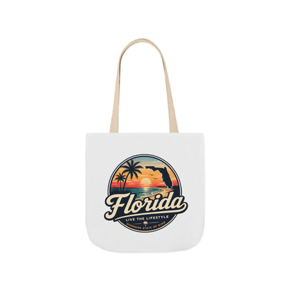 Florida Sunset Canvas Tote Bag — Retro Palm Beach Design