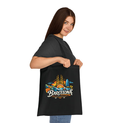 Barcelona Skyline Cotton Tote — Souvenir Travel Beach Bag