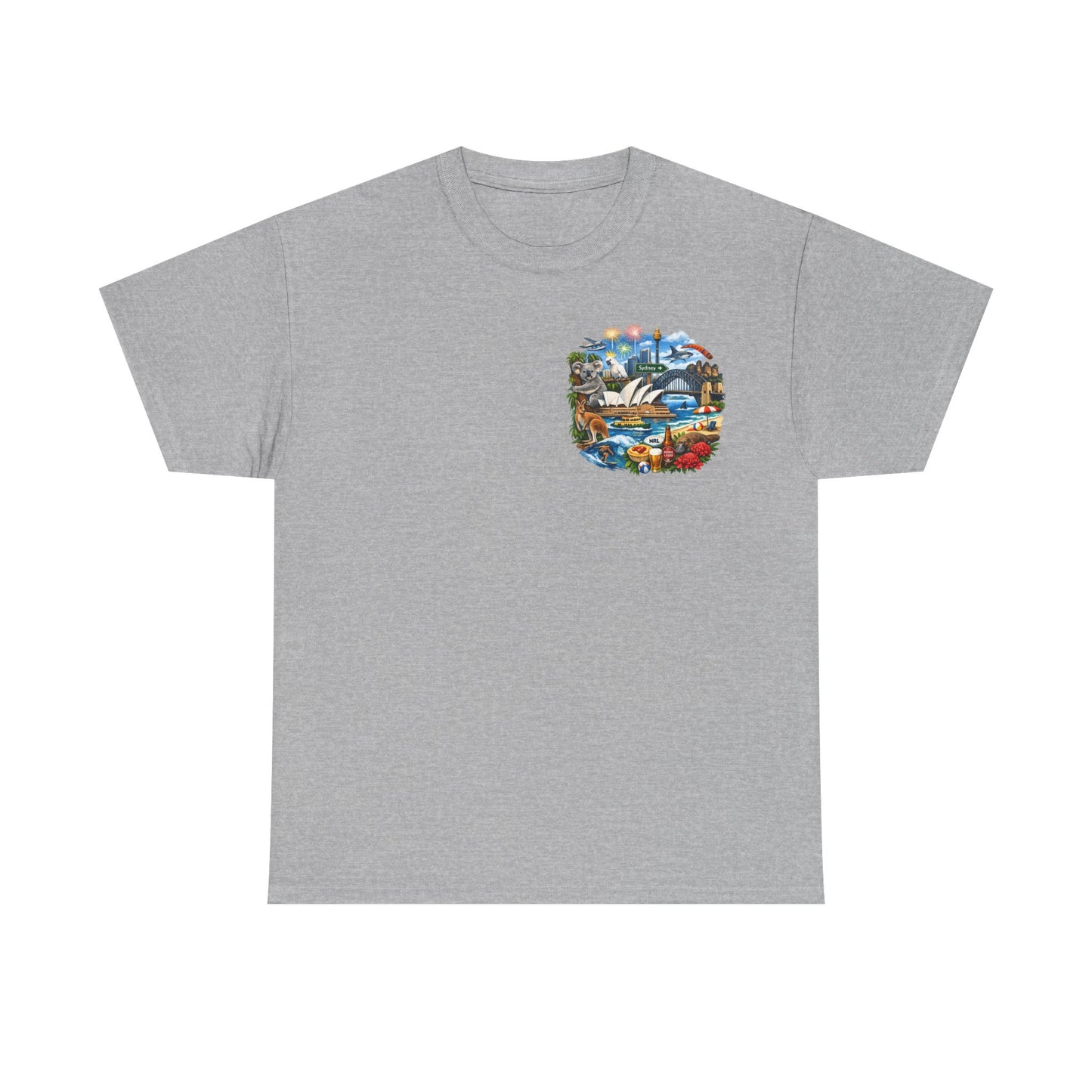 T-Shirt — Sydney Landmark Collage Tee (Opera House, Harbour Bridge, Koala & Beach Scene)