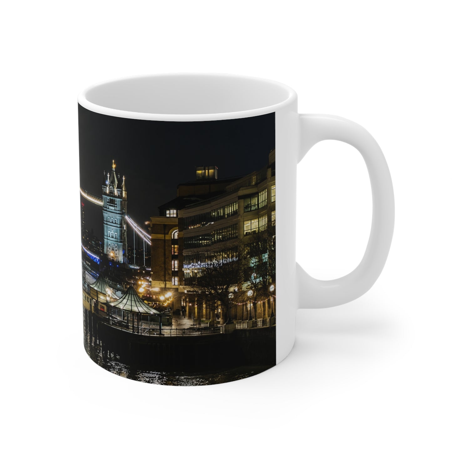 London Tower Bridge Nightscape Ceramic Mug — Tower Bridge Cityscape Coffee Cup (11oz & 15oz)