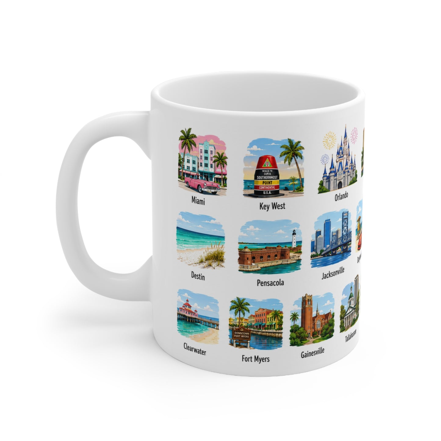 Florida Cities Scenic Ceramic Coffee Mug – 11oz & 15oz Travel Souvenir Cup