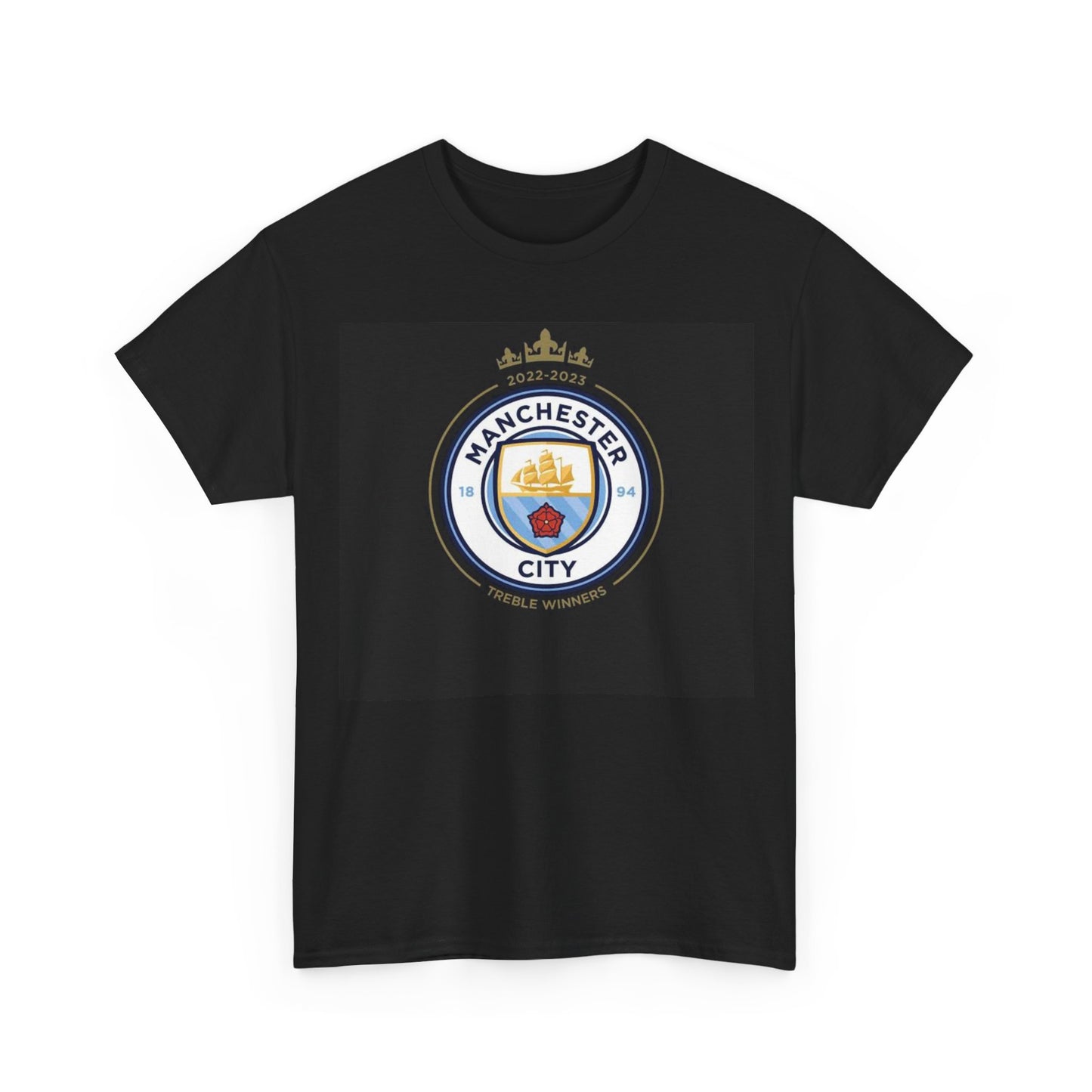 Manchester City Logo Treble Winners T-Shirt — Football Club Crest Tee