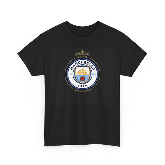 Manchester City Logo Treble Winners T-Shirt — Football Club Crest Tee