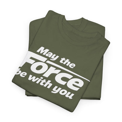 "May the Force Be With You" Retro Embossed Graphic T‑Shirt —