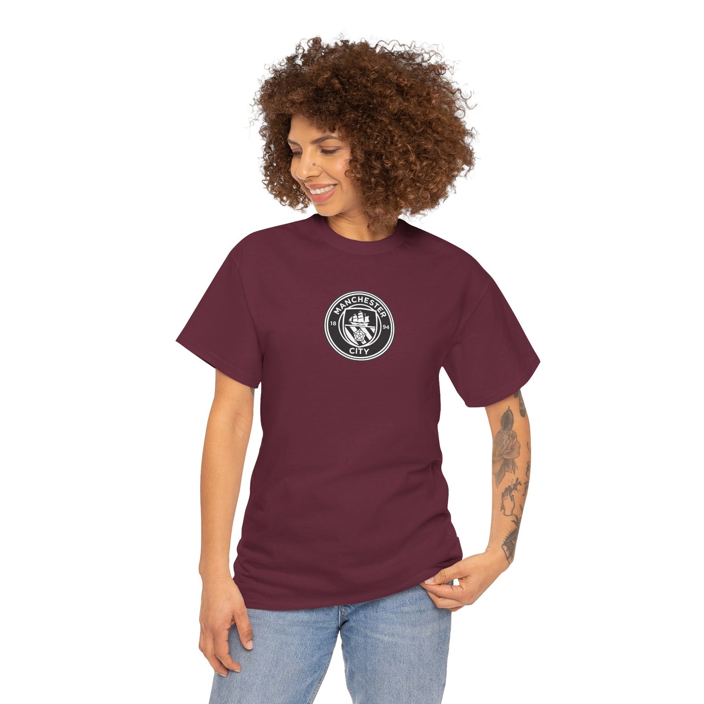Man City Unofficial T-Shirt — Vintage Crest Logo Tee (Small Chest Emblem)
