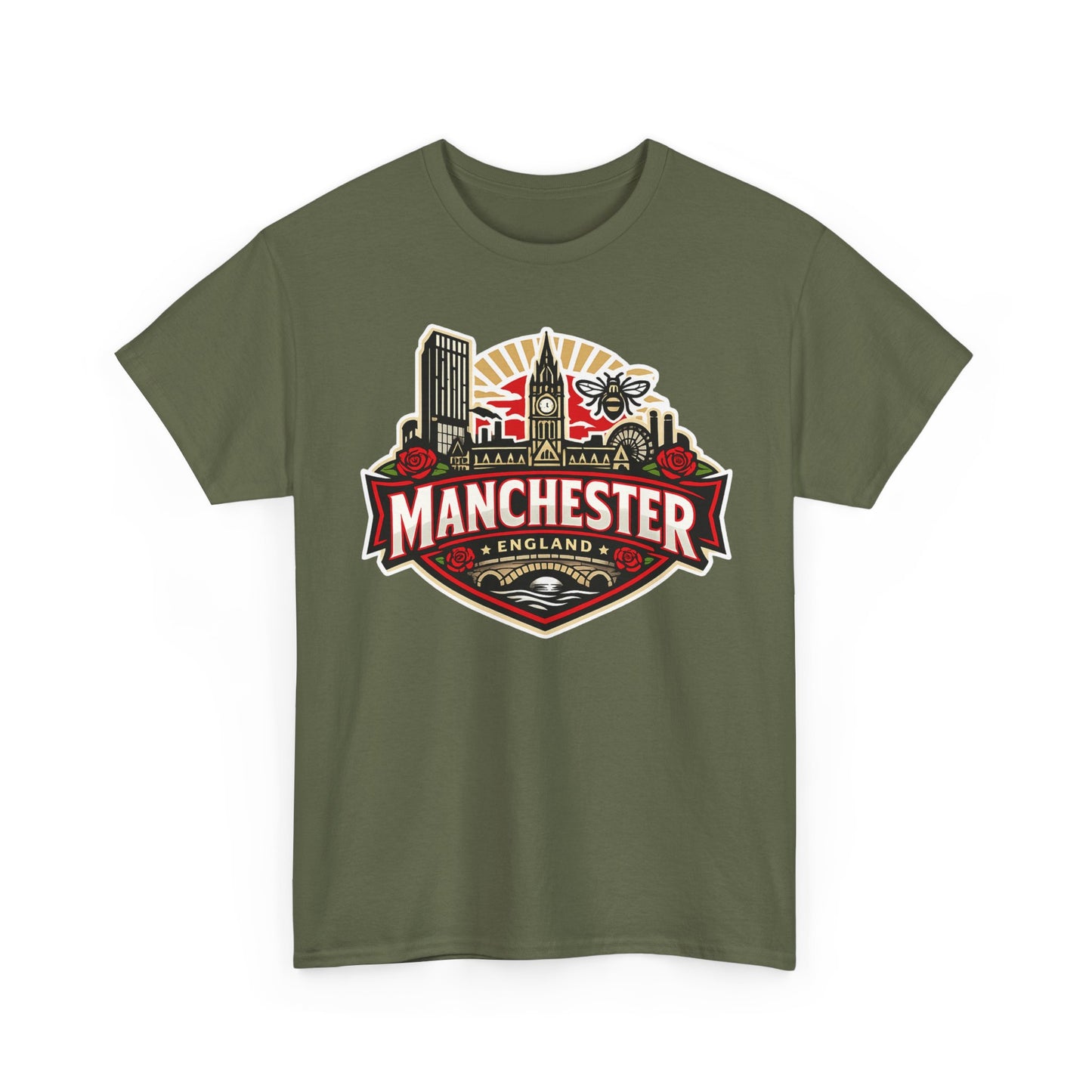 Manchester England Skyline T-Shirt — Vintage City Crest Tee