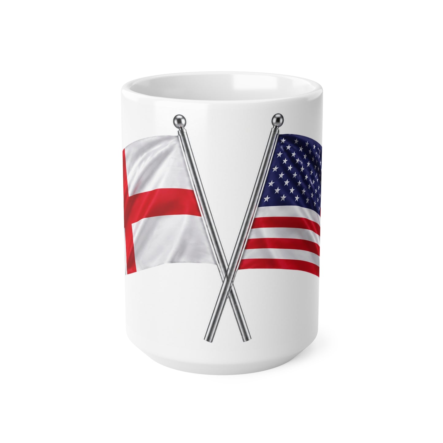 England & USA Crossed Flags Ceramic Coffee Mug — 11oz & 15oz