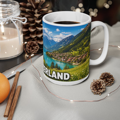 Switzerland Scenic Coffee Mug — Alpine Lake & Chalet 11oz/15oz