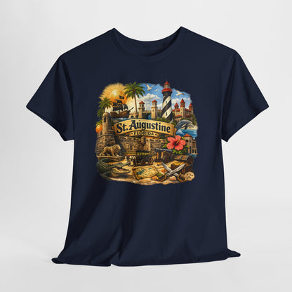 St. Augustine Florida Vintage Travel Tee — Retro Beach & Lighthouse Souvenir T-Shirt