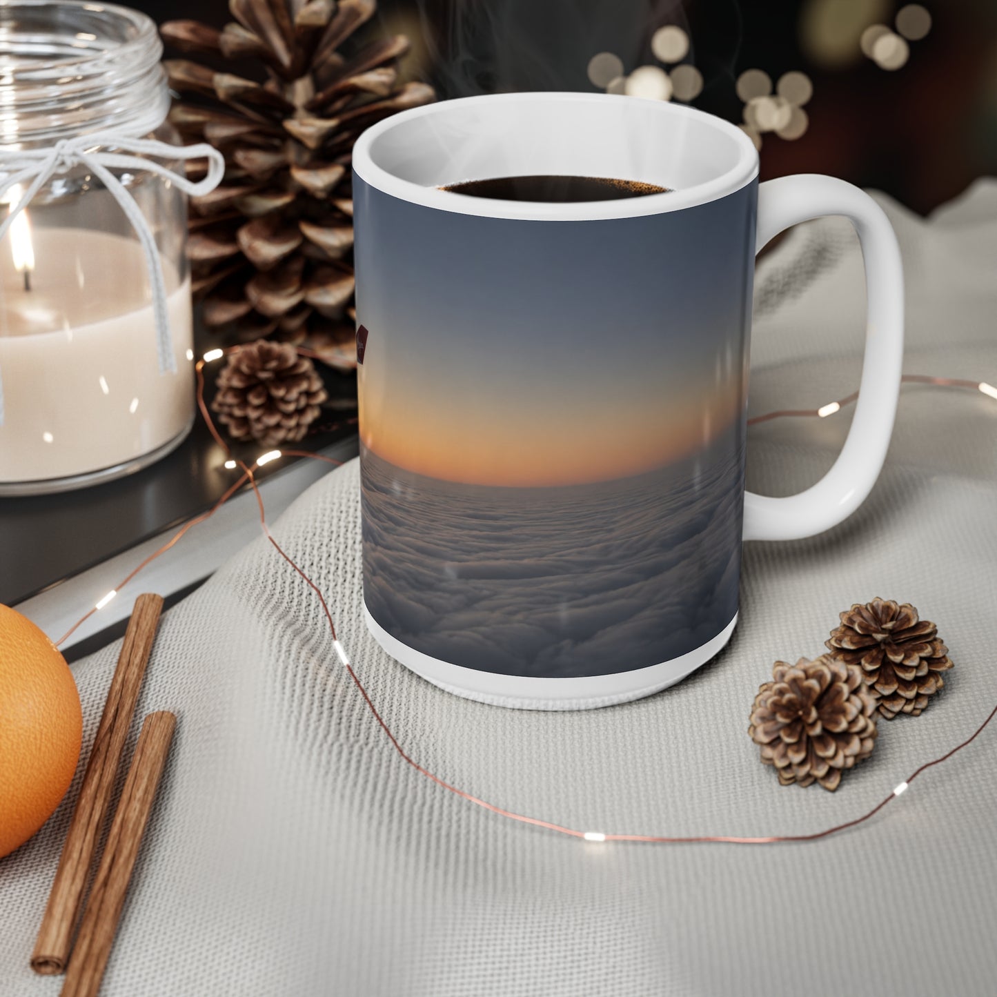 Aerial Sunset Plane Wing Ceramic Mug — Travel Coffee Cup (11oz, 15oz)