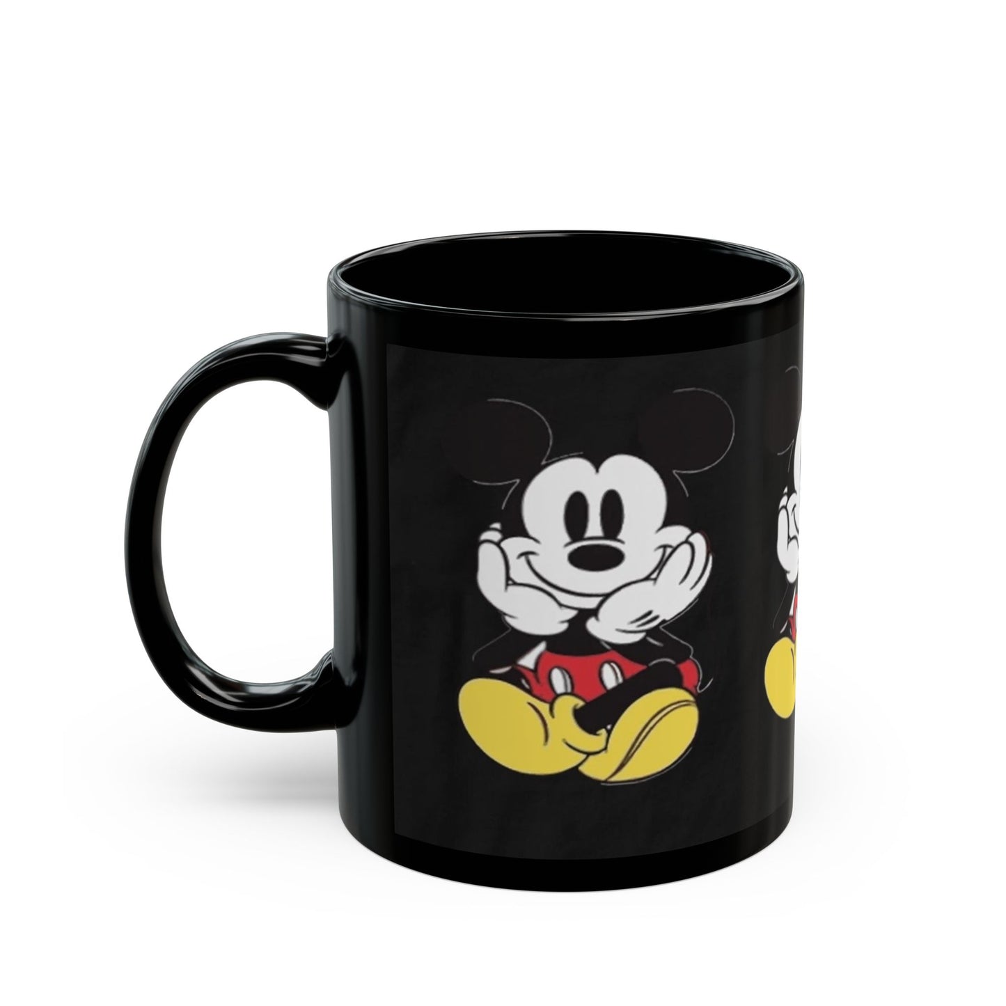 Black Character Mug - Classic Cartoon Mouse Sitting Design (11oz, 15oz)