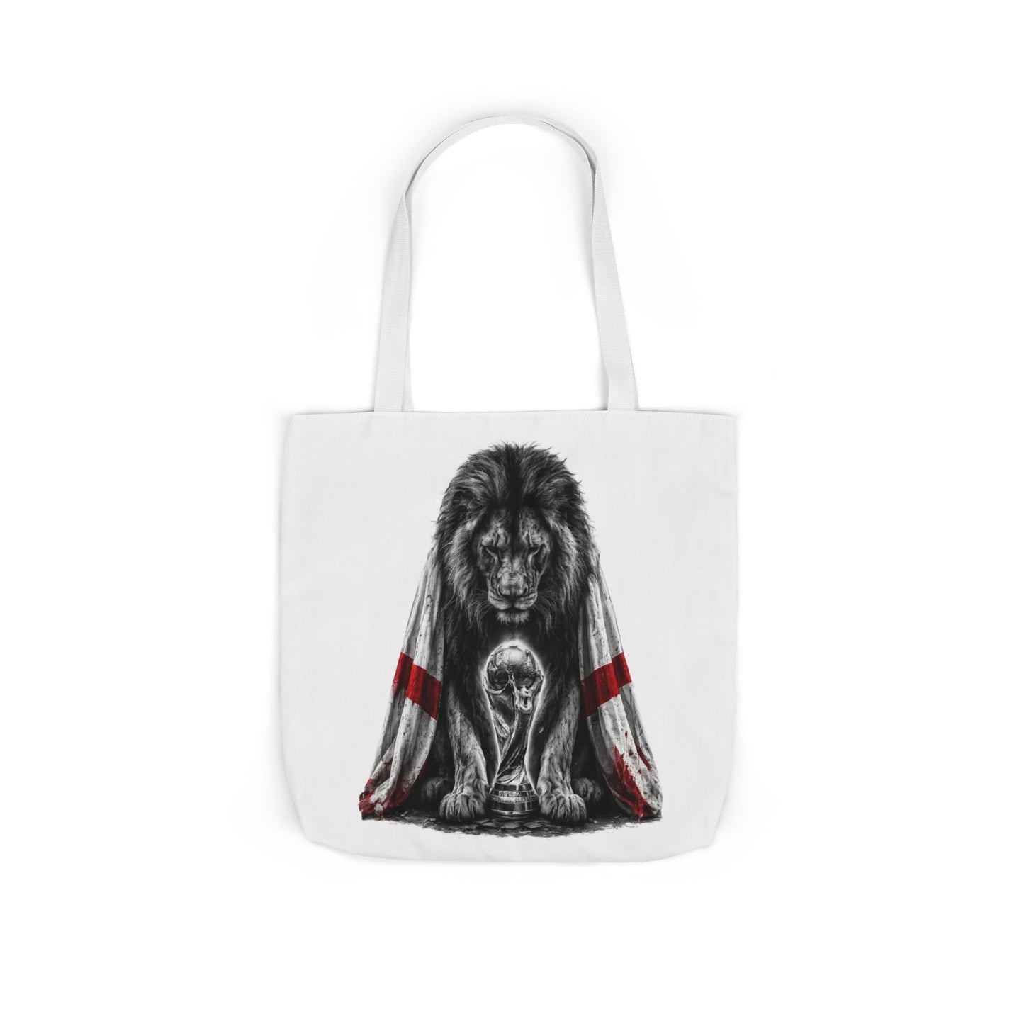 England Lion Guardian Canvas Tote — Protective Lion & Cub Illustration Tote Bag