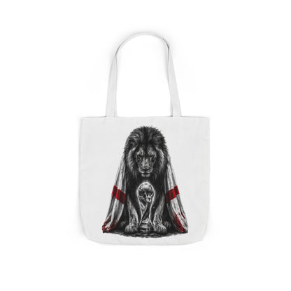 England Lion Guardian Canvas Tote — Protective Lion & Cub Illustration Tote Bag