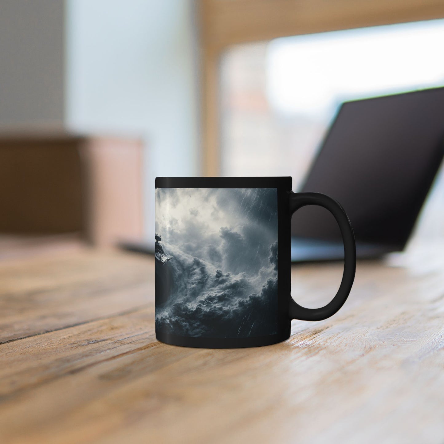 Empire Star Destroyer Stormy Starship Black Mug — Sci‑Fi Space Battle Coffee Cup (11oz, 15oz)