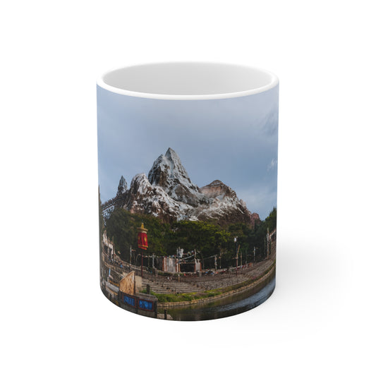 Everest Ride at Animal Kingdom Ceramic Coffee Mug — Scenic Snow-Capped Peak, 11oz & 15oz